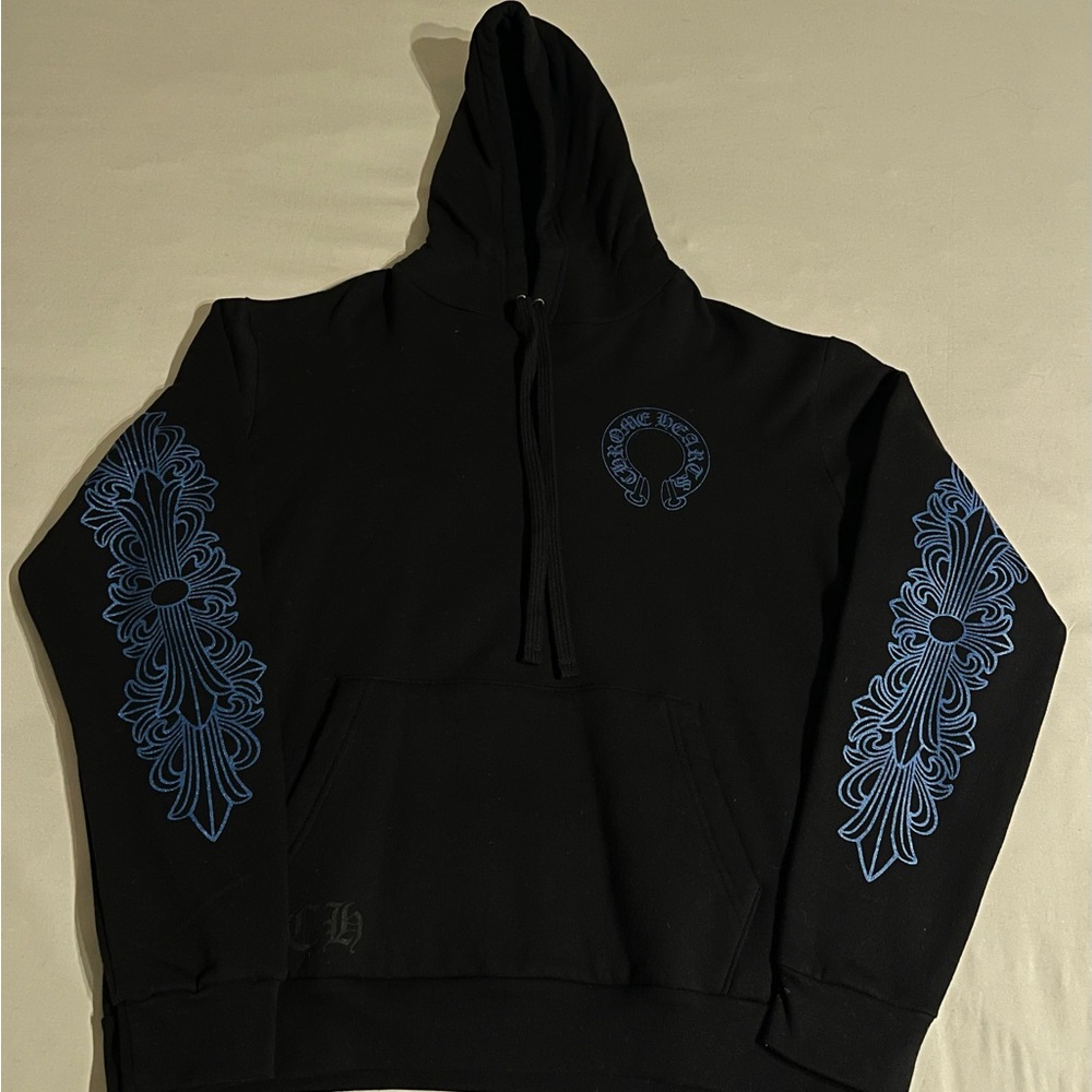 Chrome Hearts Black Hoodie with Blue Accents